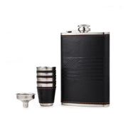 Whiskey Flasks for Liquor for Men 304 18/8 Stainless Steel 9oz Leather Flask with Funnel and 4 with Shot Glasses