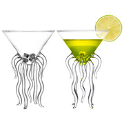 Octopus Martini Cocktail Crystal Flutes Goblets Creative Wine Glasses Set of 2