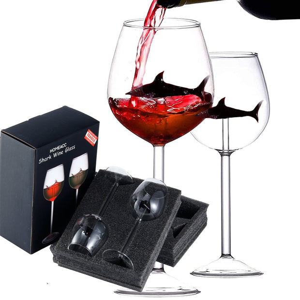Black Shark Wine Glasses Red Wine Clear Glass Crystal Flutes Goblets Novelty Gift for Adults Home Bar Party Christmas Celebration
