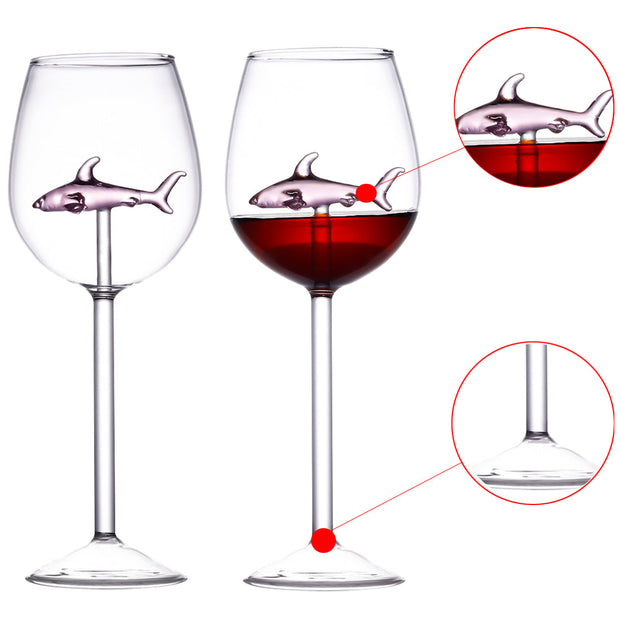 Pink Shark Wine Glasses Red Wine Clear Glass Crystal Flutes Goblets Novelty Gift for Adults Home Bar Party Christmas Celebration