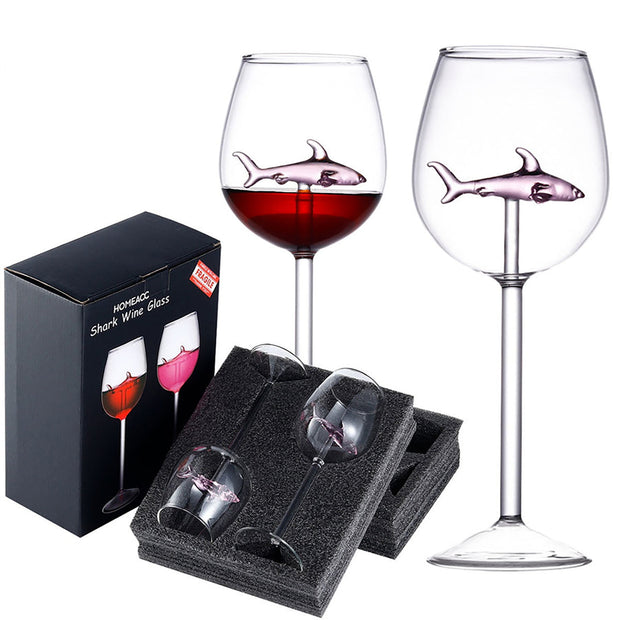 Pink Shark Wine Glasses Red Wine Clear Glass Crystal Flutes Goblets Novelty Gift for Adults Home Bar Party Christmas Celebration