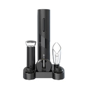 Electric Corkscrew Wine Bottle Opener with Foil Cutter Aerator Wine Pourer Vacuum Pump and 2 Wine Stopper Storage Base