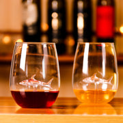 Premium Crystal Shark Stemless Wine Glass All-Purpose Tumblers Set of 2