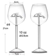 Dolphin Wine Glass Crystal Flutes  Goblets Red Wine Glasses Novelty Gift for Wine Lovers Bar Home Party Set of 2