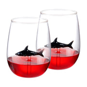 Premium Crystal Black Shark Stemless Wine Glass All-Purpose Tumblers Set of 2