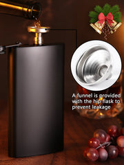 Black 18/8 Stainless Steel 12OZ Hip Flask - Flasks for Liquor with Funnel
