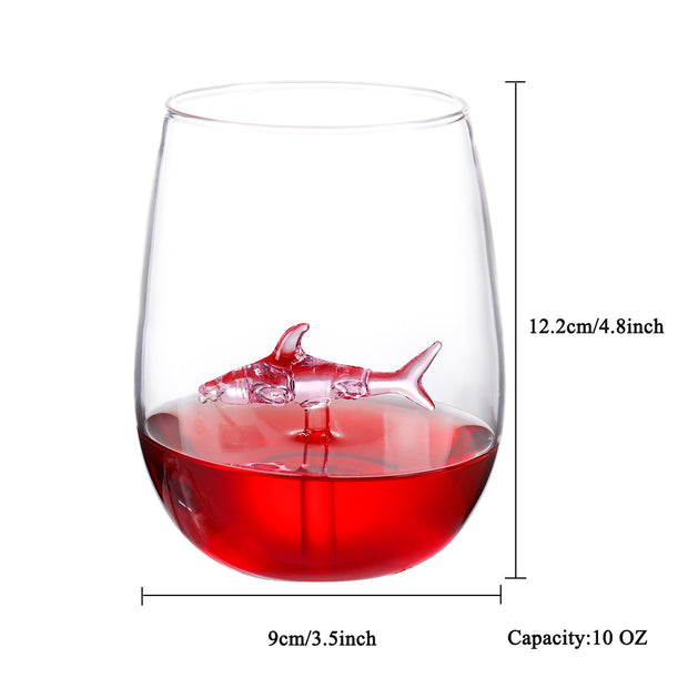 Premium Crystal Pink Shark Stemless Wine Glass All-Purpose Tumblers Set of 2