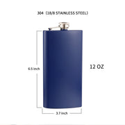 Navy Blue 18/8 Stainless Steel 12OZ Hip Flask - Flasks for Liquor with Funnel