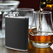 iMucci Flask for Liquor and Funnel - 8 Oz Leak Proof Stainless Steel Pocket Hip Flask with Black Leather Cover Gift for Men